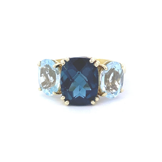 Ring 3 stone blue topaz - Gaines Jewelers