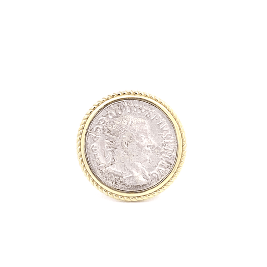 Ring ancient coin in braid bezel - Gaines Jewelers