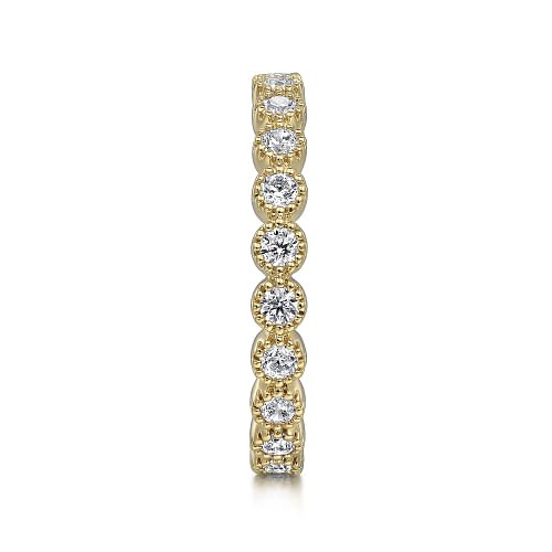 Ring anniversary diamond in bead bezels 14kt yellow gold - Gaines Jewelers