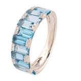 Ring blue topaz accented with tiny diamonds band style 14kt yellow gold - Gaines Jewelers