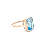 Ring blue topaz emerald cut bezel - Gaines Jewelers