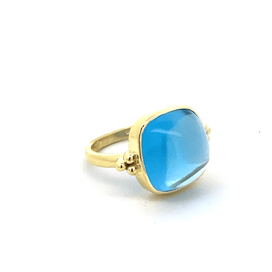 Ring blue topaz square in bezel - Gaines Jewelers