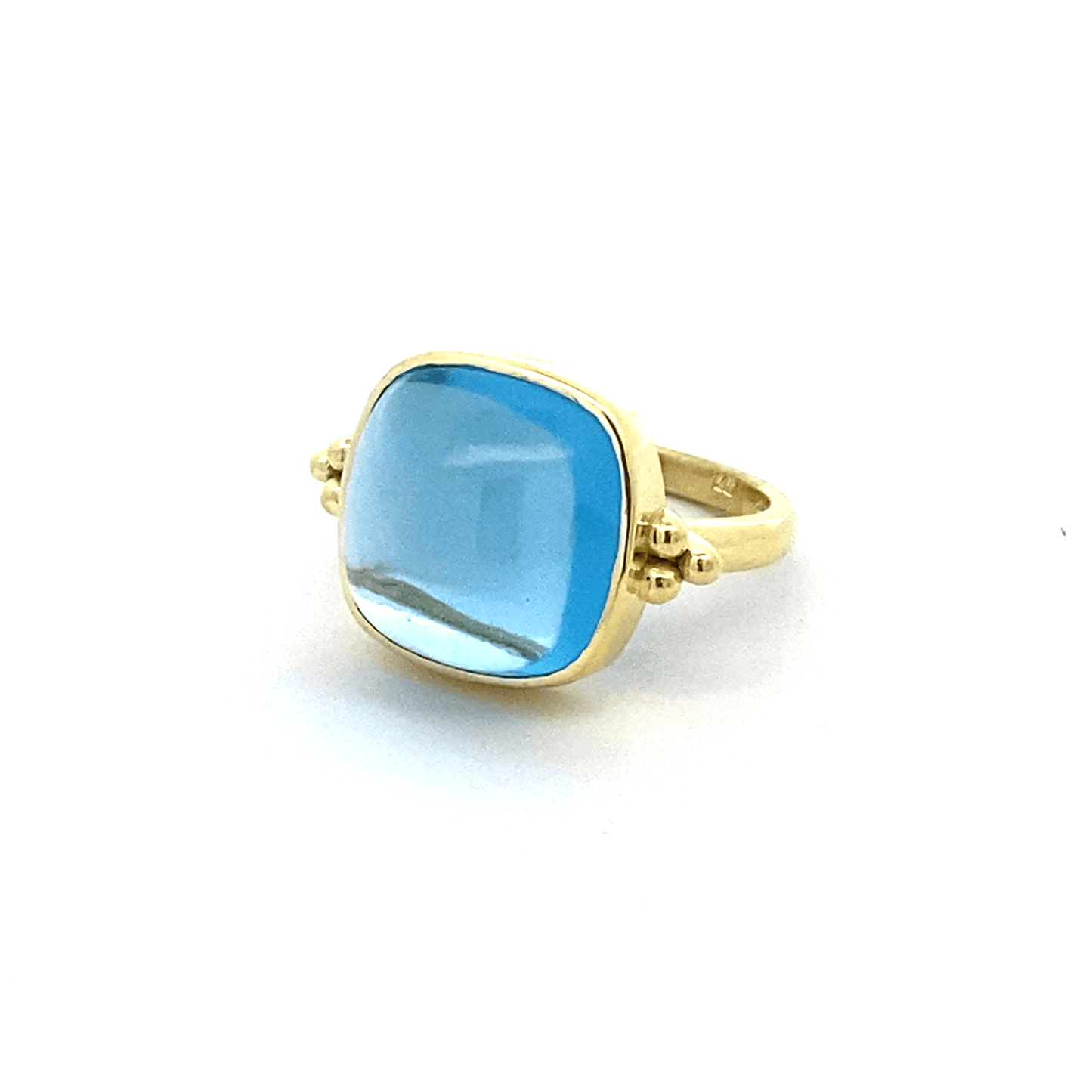 Ring blue topaz square in bezel - Gaines Jewelers