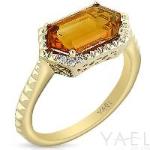 Ring citrine filigree diamond accent 14kt yellow gold - Gaines Jewelers