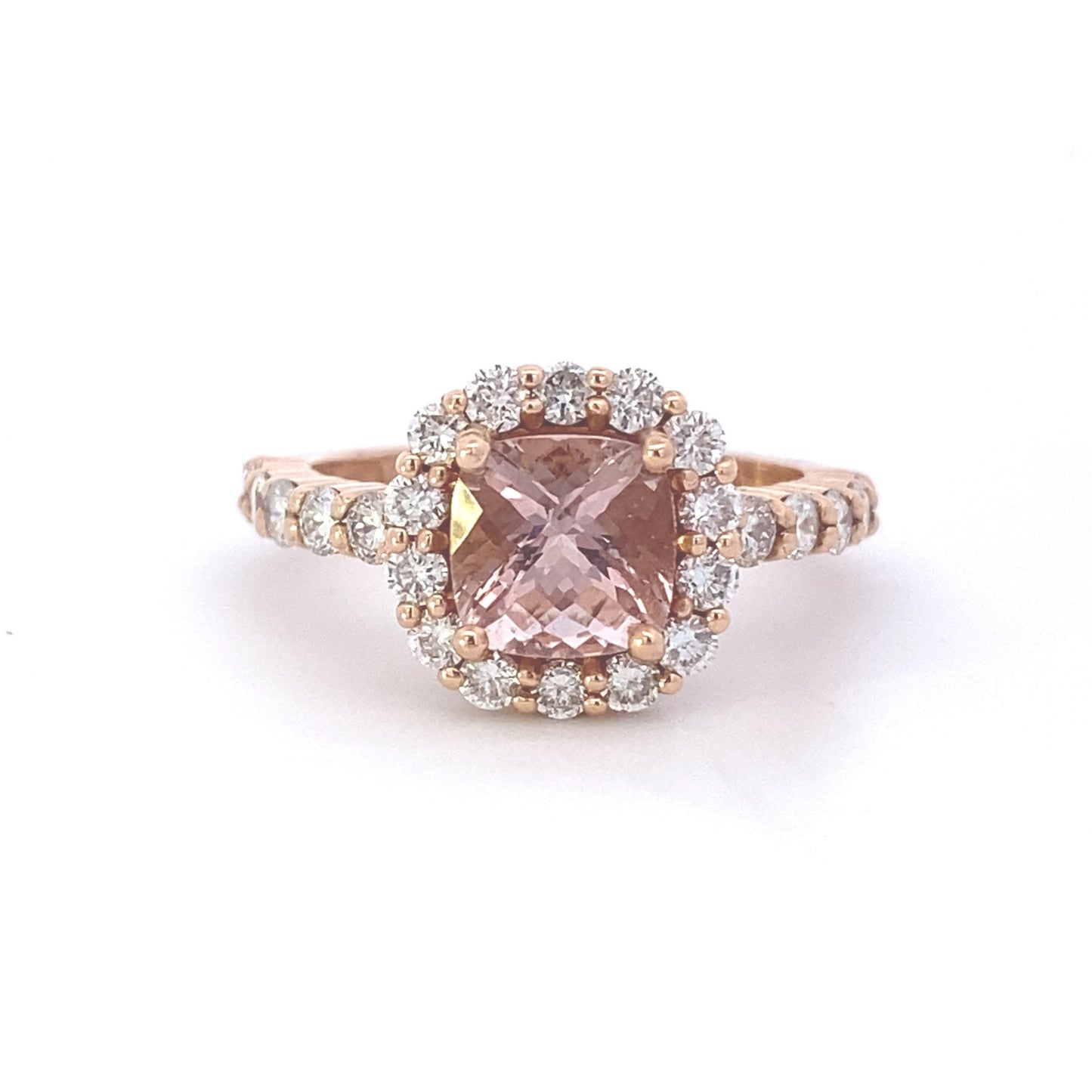 Ring-Cushion Cut Morganite with Diamond Halo - Gaines Jewelers