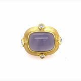 Ring- Dark blue chal ring w/dia - Gaines Jewelers