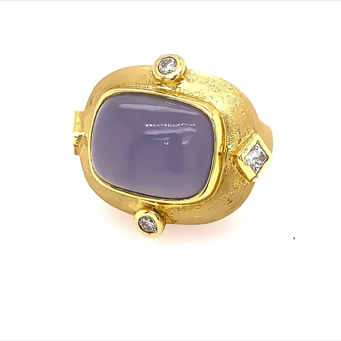 Ring- Dark blue chal ring w/dia - Gaines Jewelers