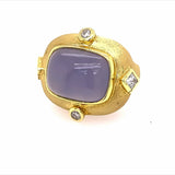 Ring- Dark blue chal ring w/dia - Gaines Jewelers