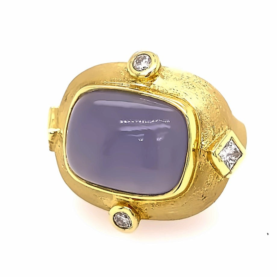 Ring- Dark blue chal ring w/dia - Gaines Jewelers