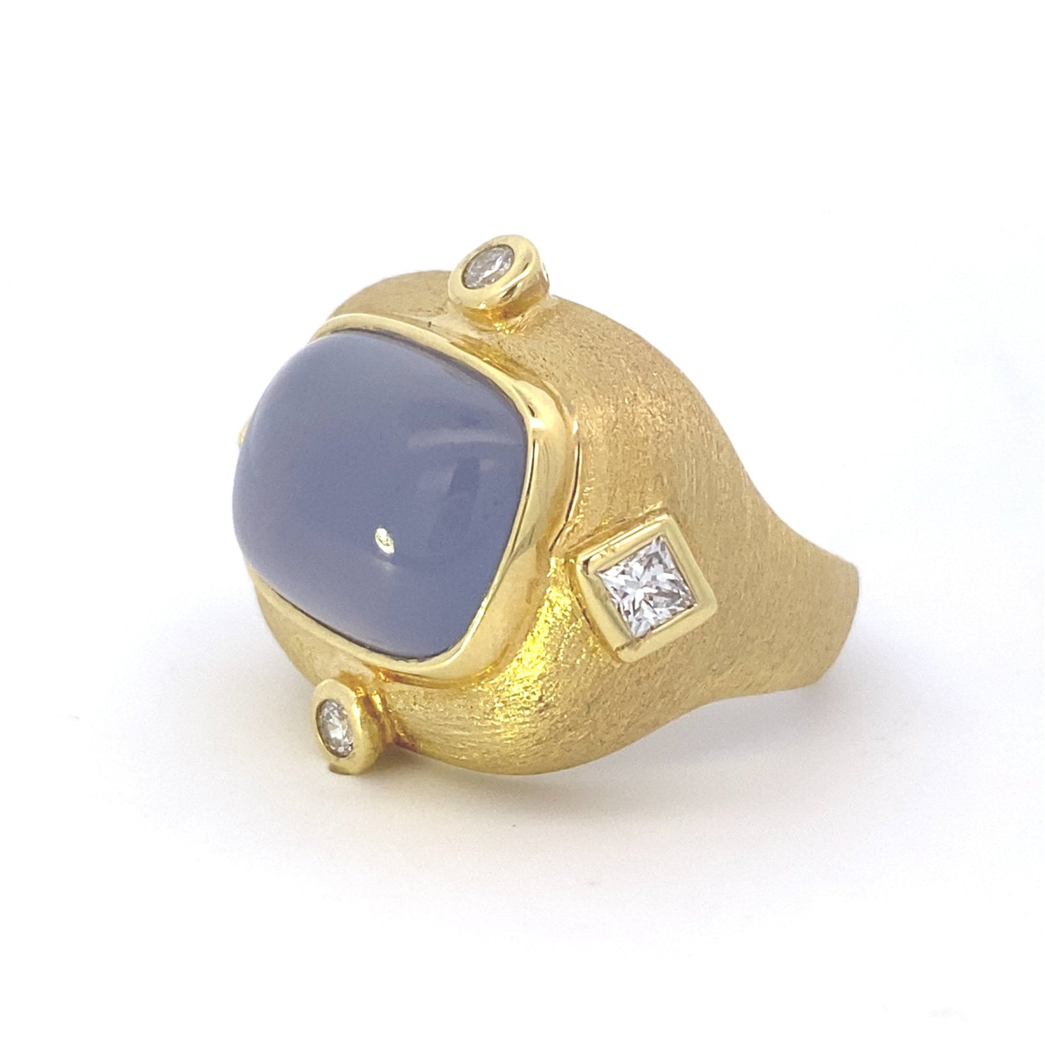 Ring- Dark blue chal ring w/dia - Gaines Jewelers