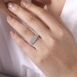 Ring diamond 3 row band 14kt white gold - Gaines Jewelers