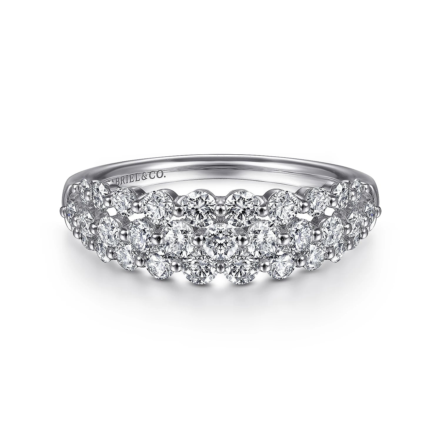 Ring diamond 3 row band 14kt white gold - Gaines Jewelers
