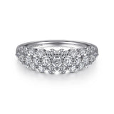 Ring diamond 3 row band 14kt white gold - Gaines Jewelers