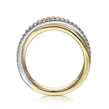 Ring- Diamond 3 thin row overlap 14kt yg-wg - Gaines Jewelers