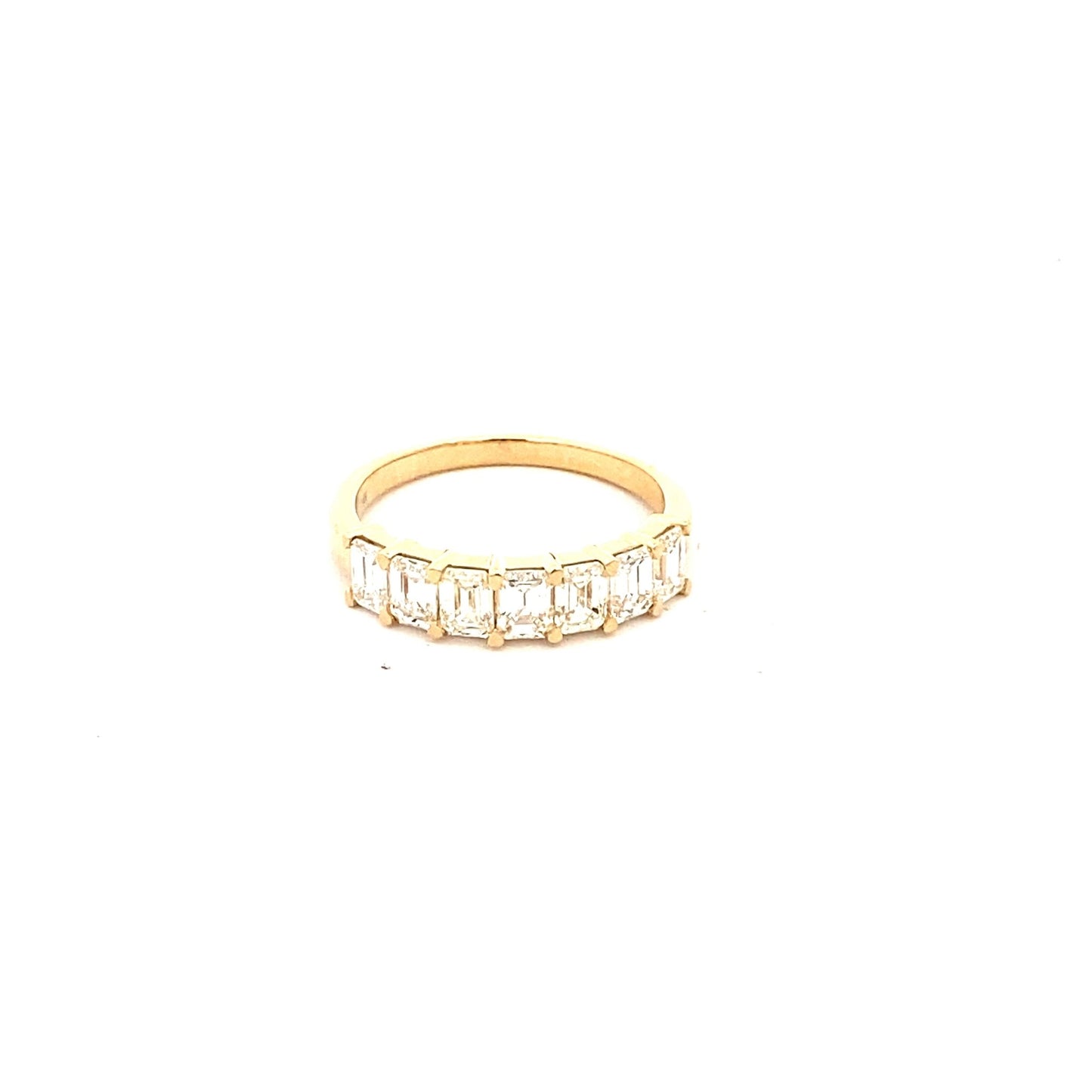 Ring diamond 7 emerald cut=1.59ct 14kt yellow gold - Gaines Jewelers