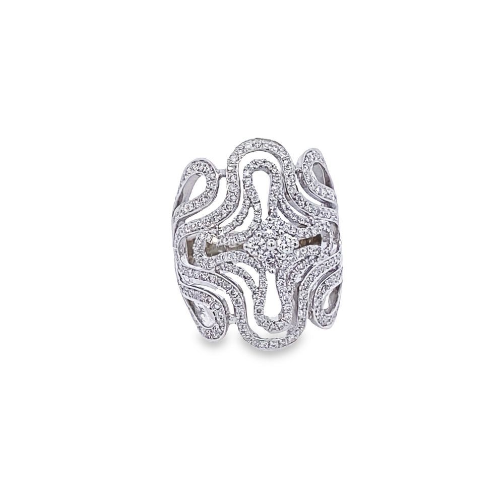 Ring diamond filigree wide and ornate - Gaines Jewelers