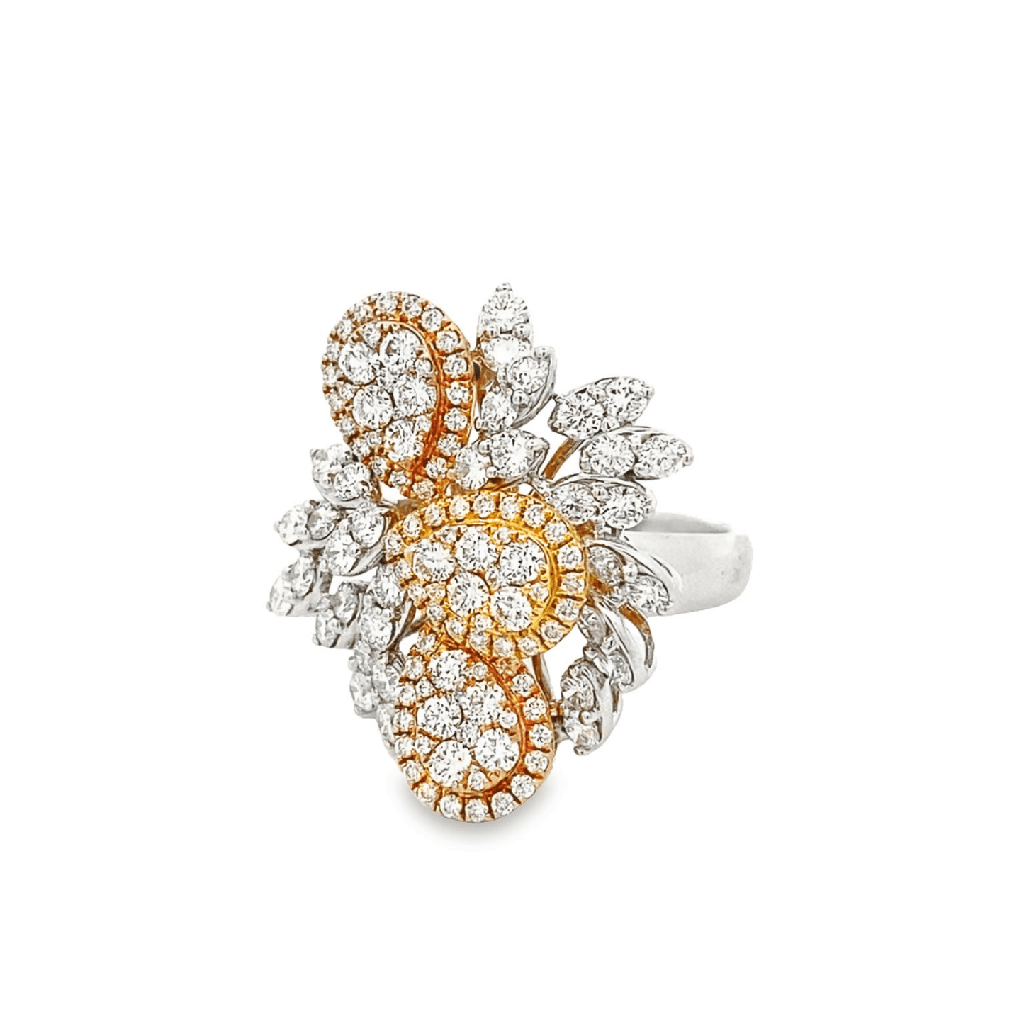 Ring diamond multi clusters tri-color - Gaines Jewelers