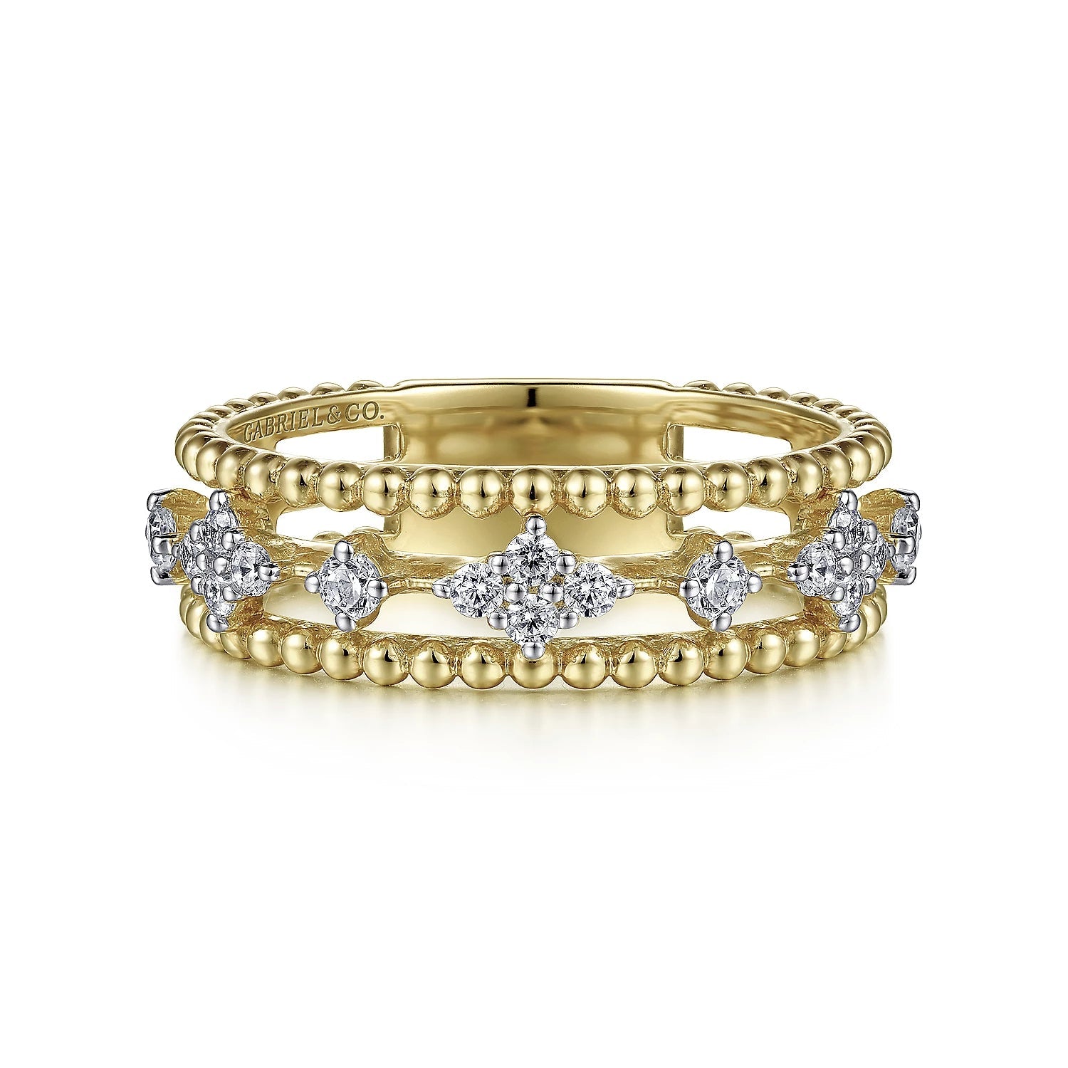 Ring - diamond open band filigree 14kt two tone metal - Gabriel & Co. - Gaines Jewelers