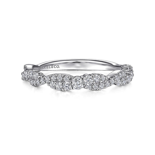 Ring diamond twist band 14kt white gold - Gaines Jewelers