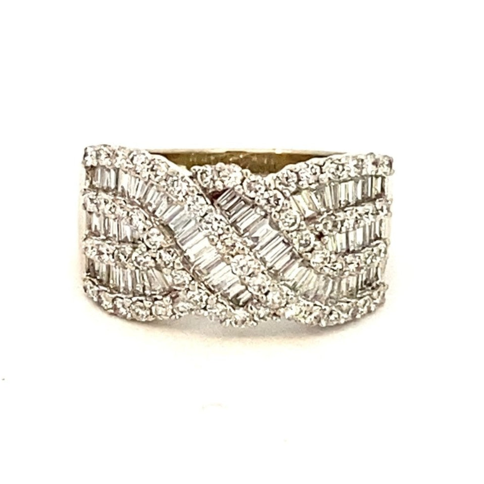 Ring diamond wide criss cross - Gaines Jewelers