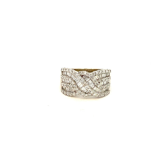 Ring diamond wide criss cross - Gaines Jewelers