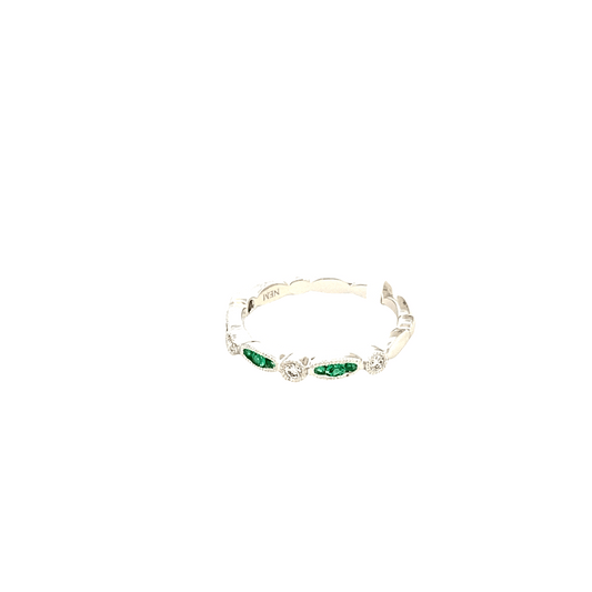 Ring emerald diamond anniversary - Gaines Jewelers