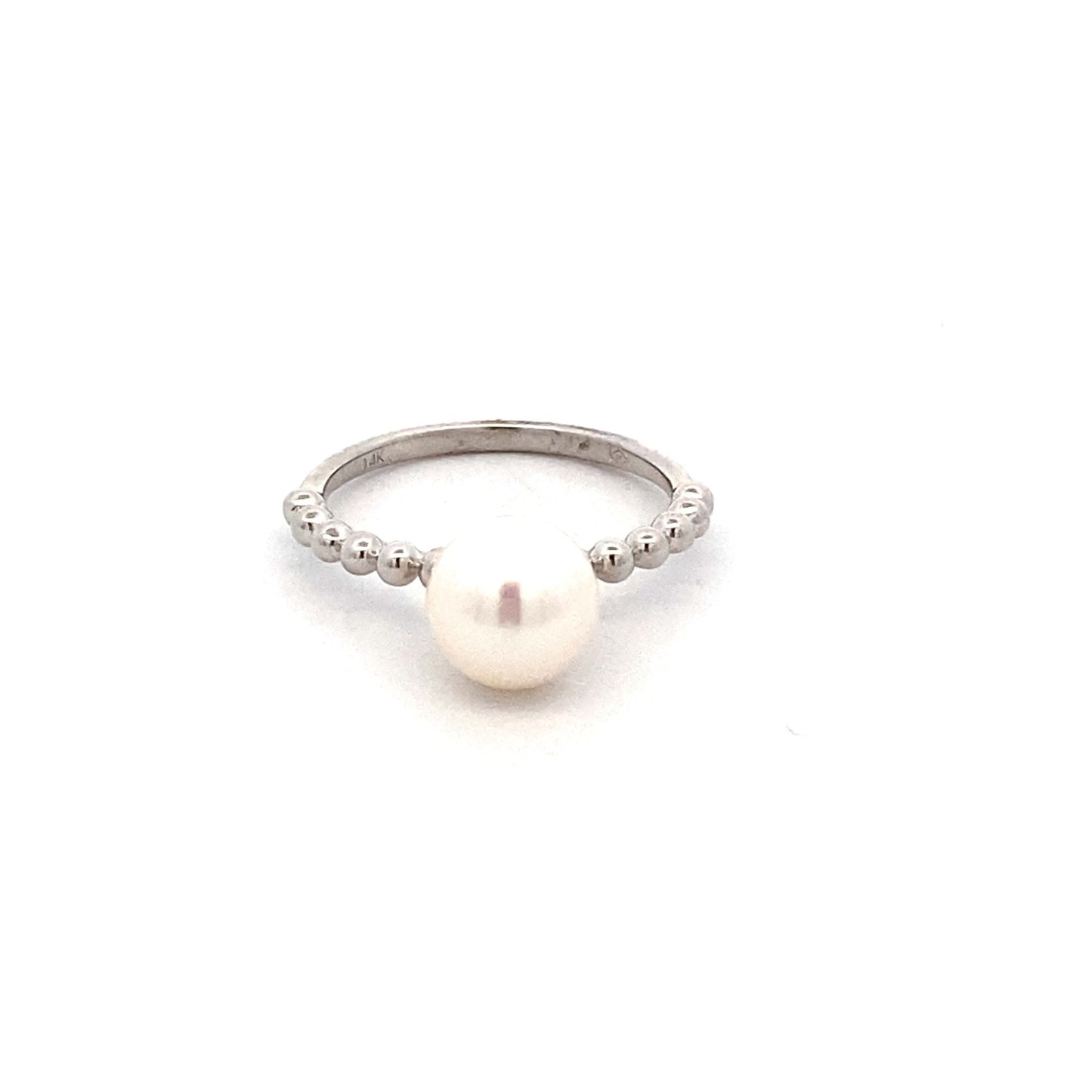 Ring fresh water pearl on bead shank - Gaines Jewelers