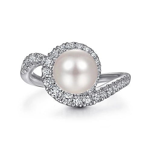Ring- fresh wtr pearl dia bypass - Gaines Jewelers
