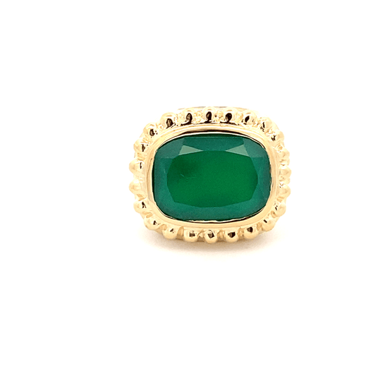 Ring green chrysophase heavy ornate - Gaines Jewelers