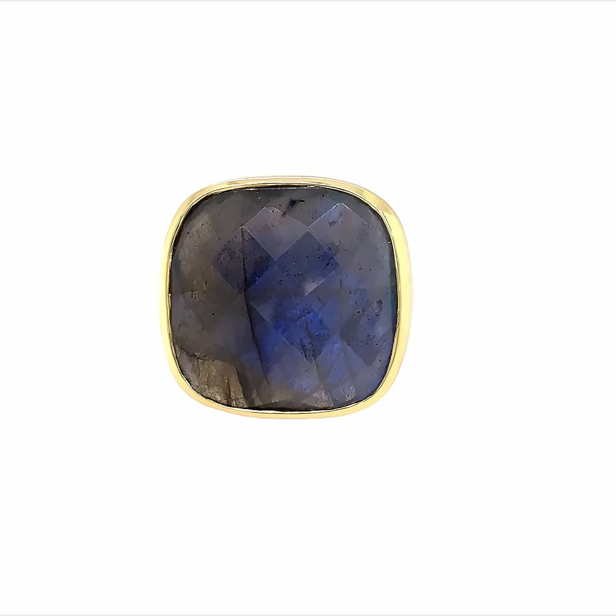 Ring-labradorite large cushion bezel - Gaines Jewelers