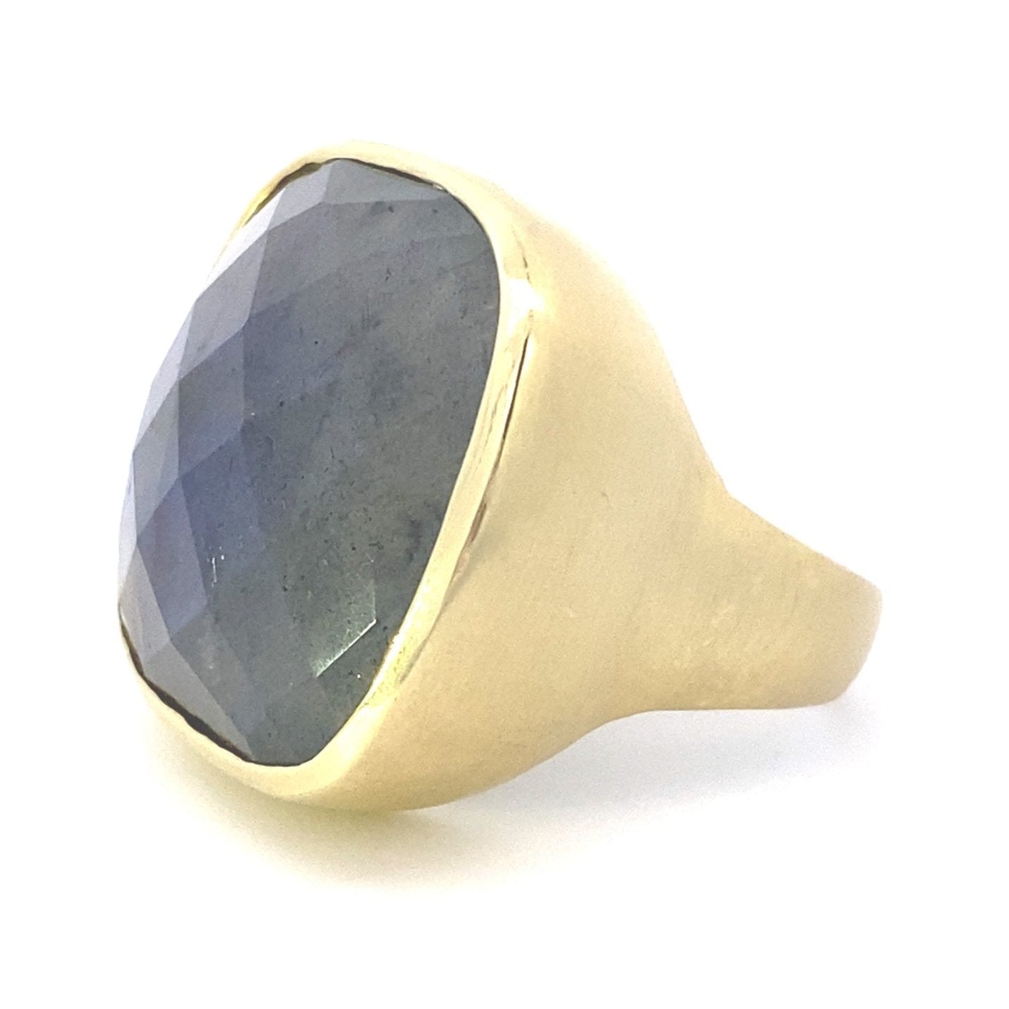 Ring-labradorite large cushion bezel - Gaines Jewelers