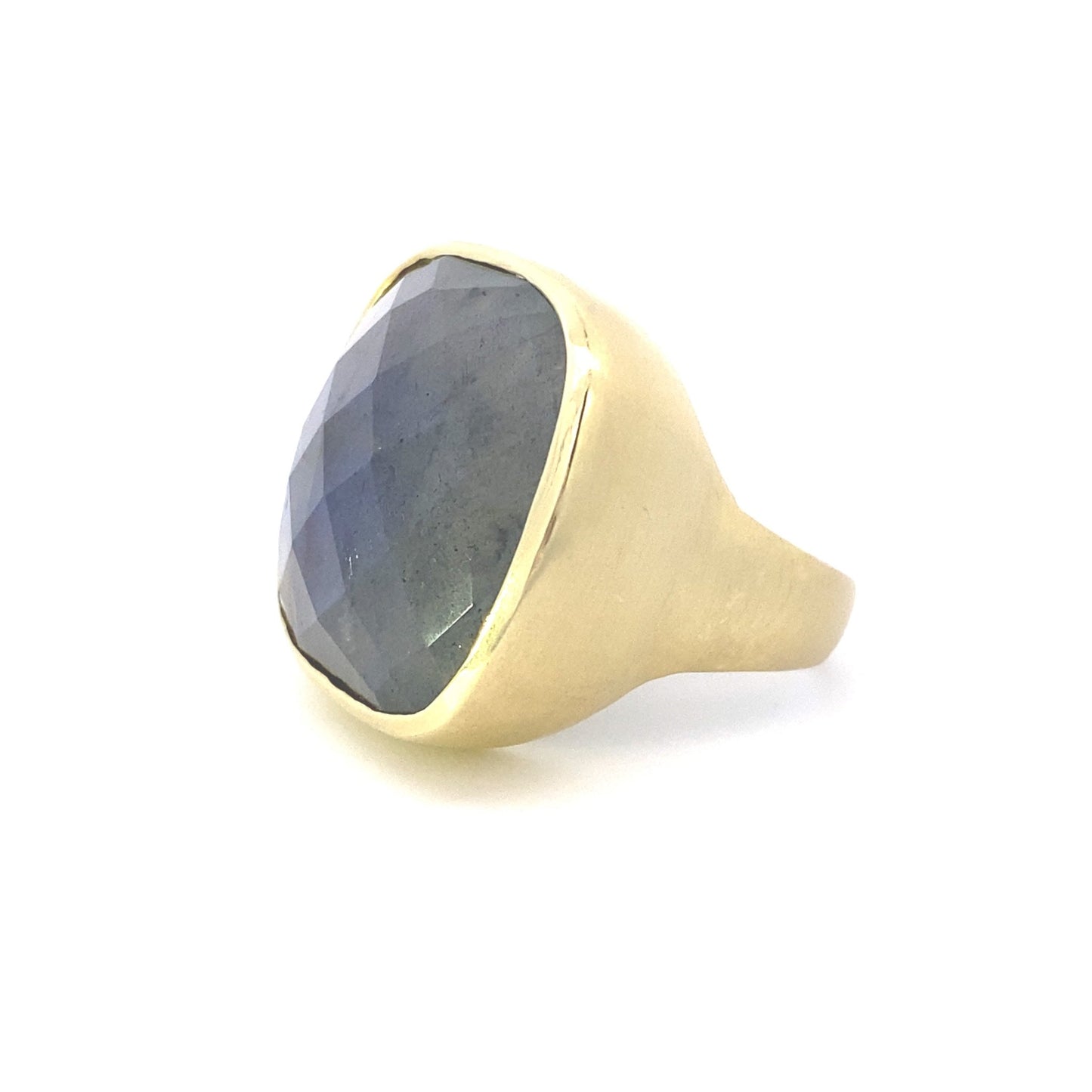 Ring-labradorite large cushion bezel - Gaines Jewelers