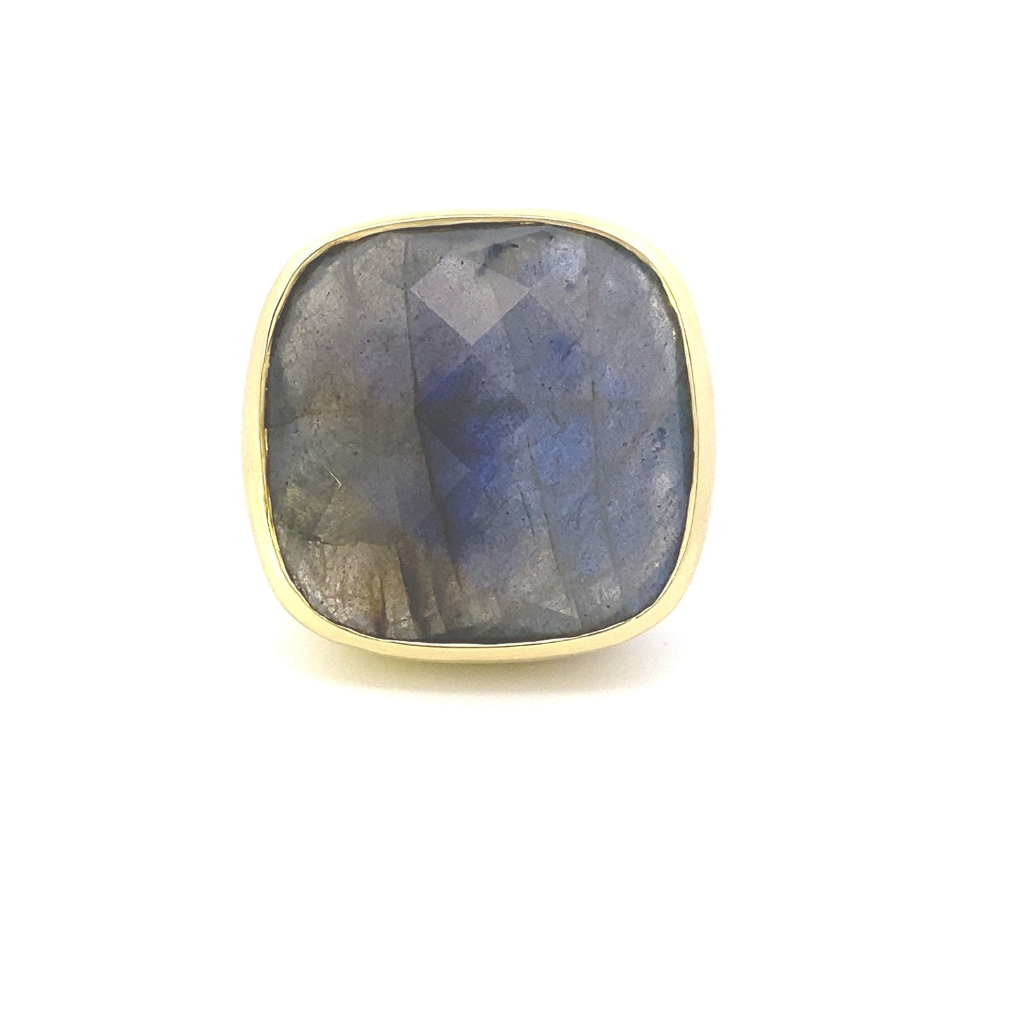 Ring-labradorite large cushion bezel - Gaines Jewelers