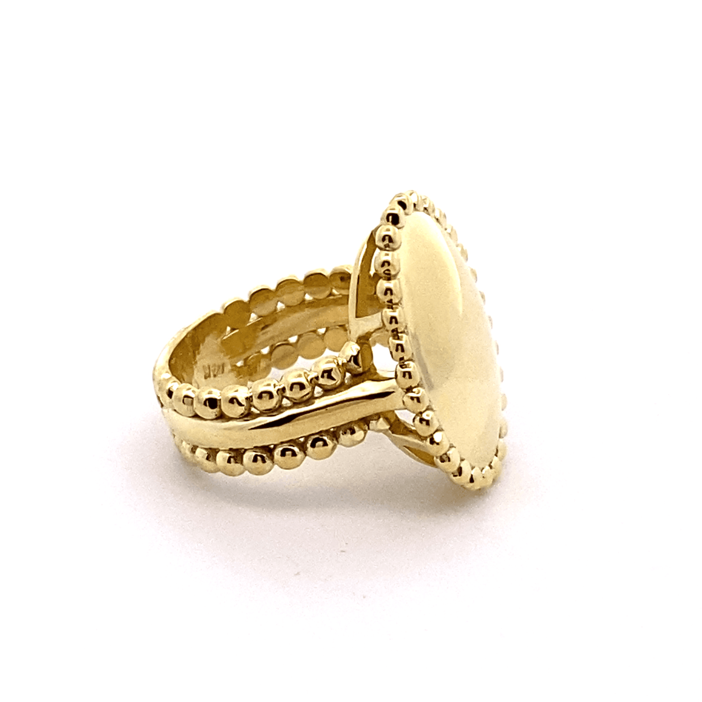 Ring large oval signet with braid edge and ornate shank - Gaines Jewelers