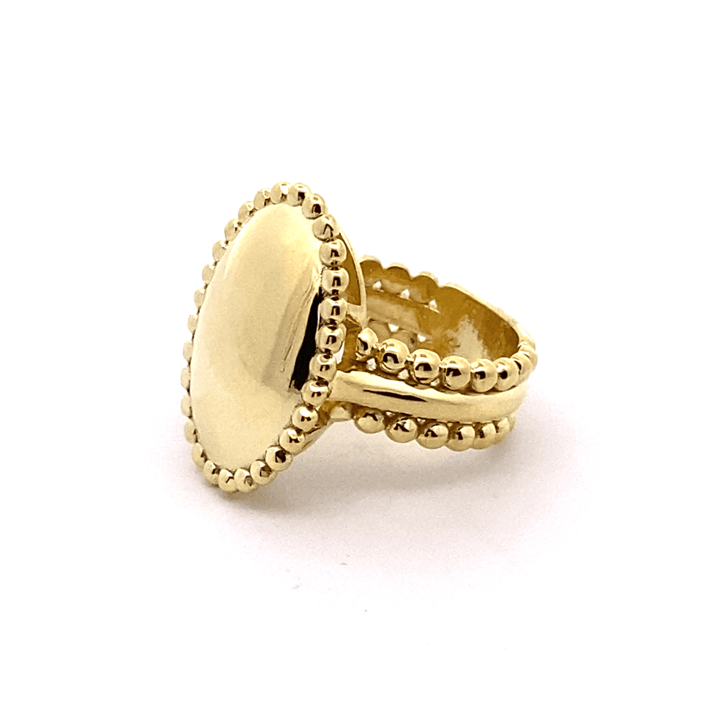 Ring large oval signet with braid edge and ornate shank - Gaines Jewelers