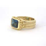 Ring- London blue topaz ring with bead top - Gaines Jewelers