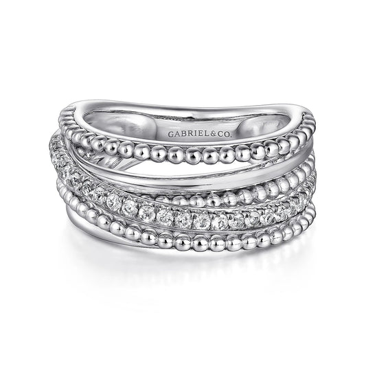 Ring multi overlapping rows diamond - Gaines Jewelers