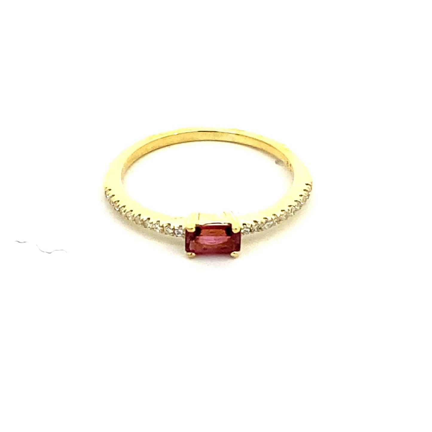 Ring pink tourmaline diamond shank tw=.10ct - Gaines Jewelers