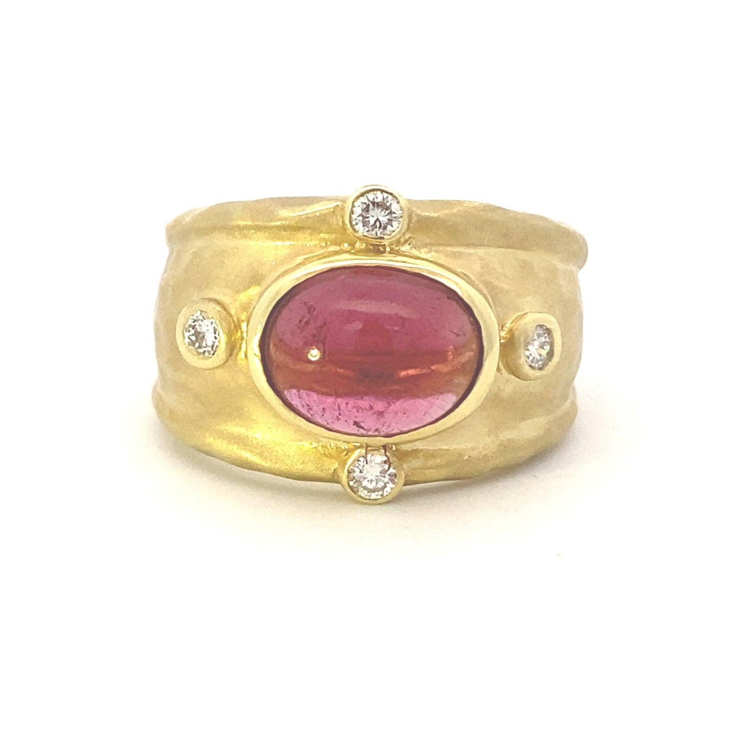Ring Pink tourmaline diamond wide shank ring - Gaines Jewelers