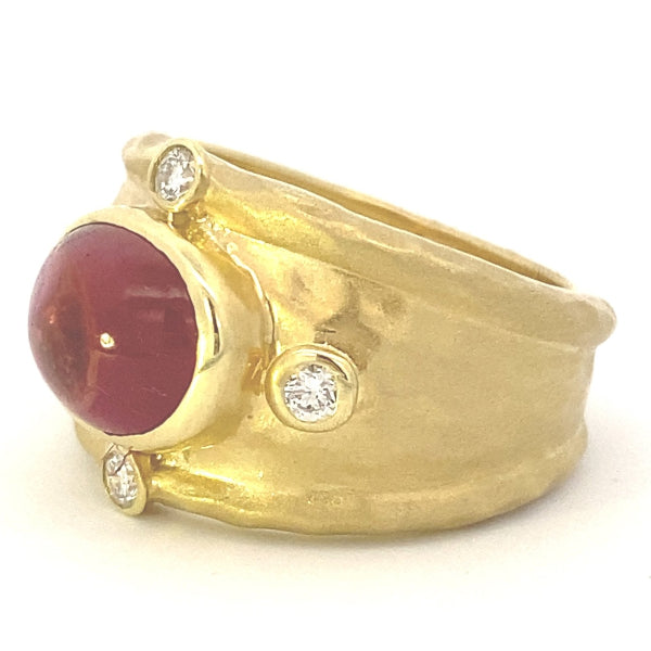 Ring Pink tourmaline diamond wide shank ring - Gaines Jewelers