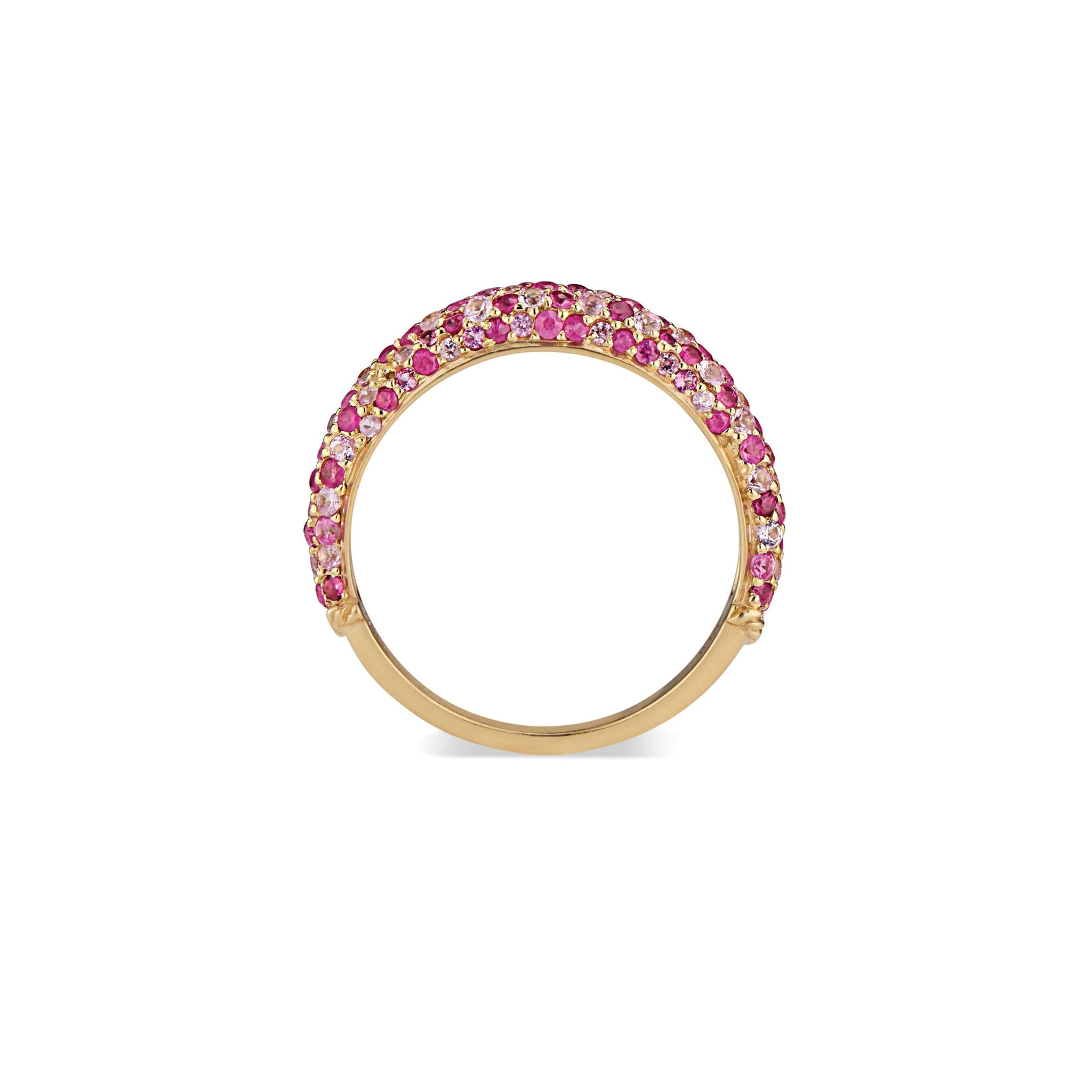 Ring ruby & pink sapphire pave band thin - Gaines Jewelers