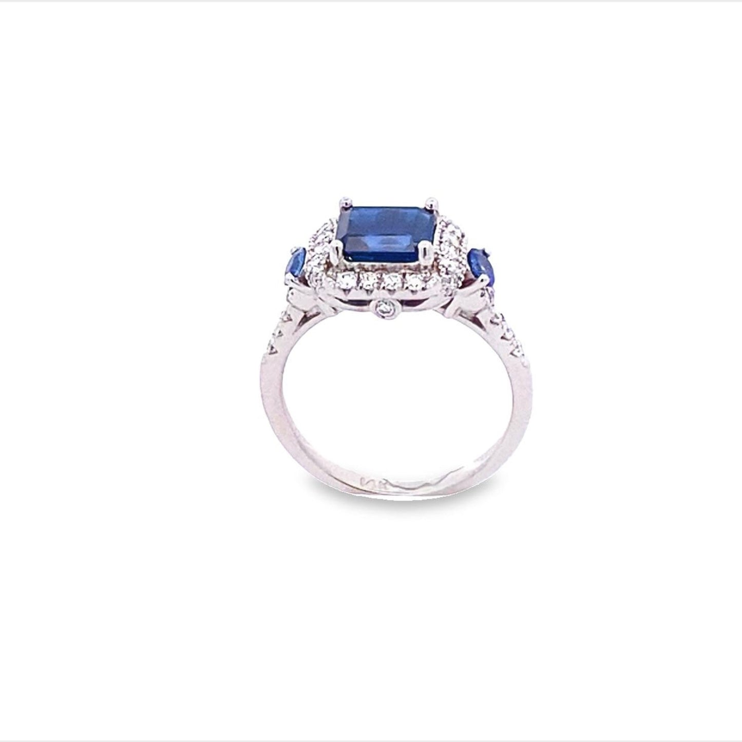 Ring sapphire and diamond square and pave' - Gaines Jewelers