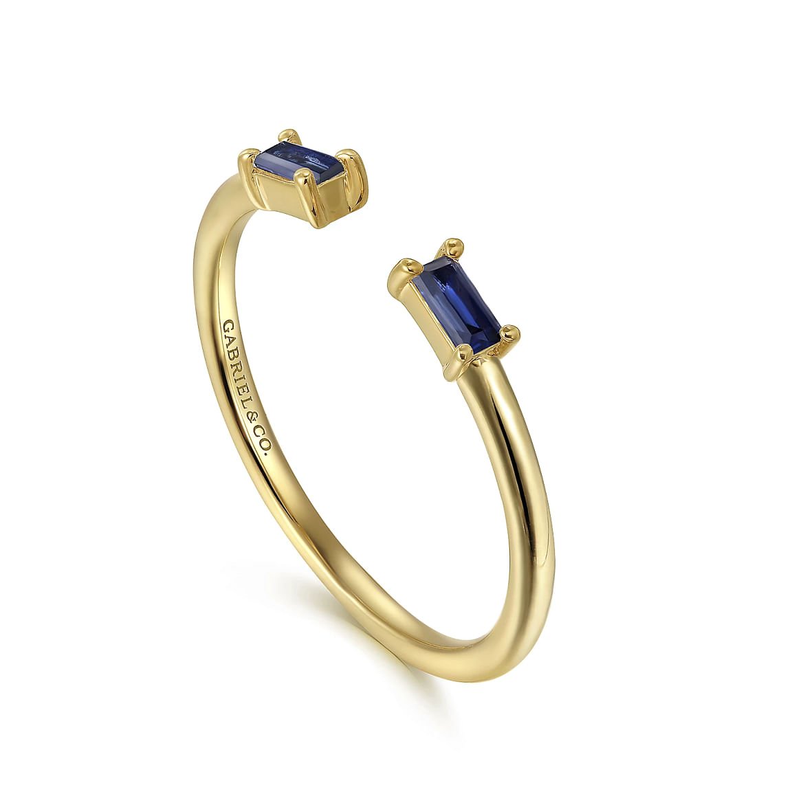 Ring sapphire cuff style total weight=0.21ct 14kt yellow gold - Gaines Jewelers