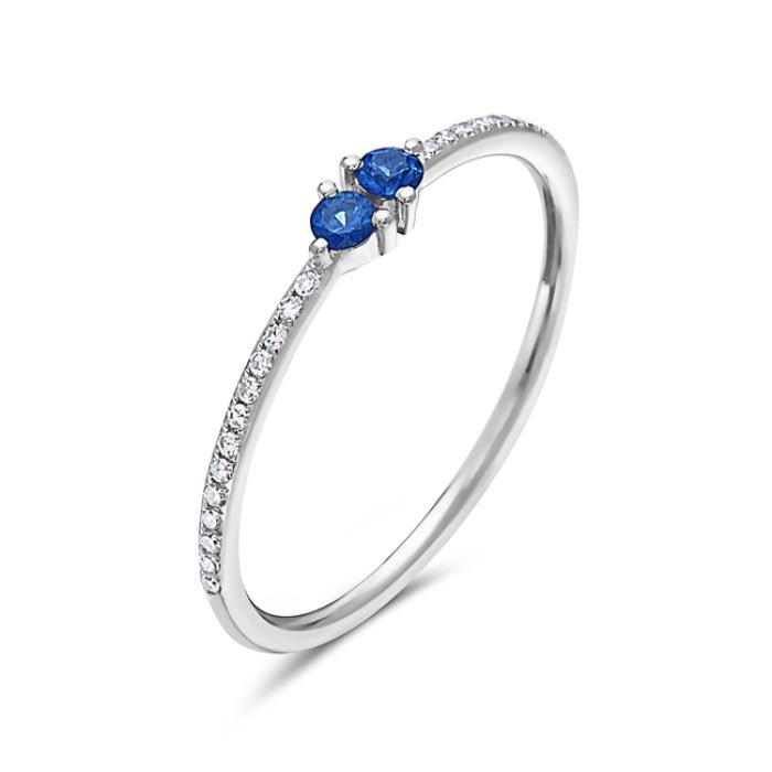 Ring sapphire with tiny diamond shank - Gaines Jewelers