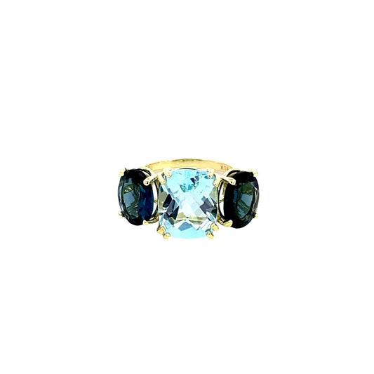Ring Sky blue & London blue topaz 14kt yellow gold - Gaines Jewelers