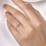 Ring tiny diamond cluster on bead shank 2 tone - Gaines Jewelers