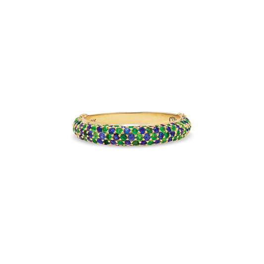 Ring tsavorite & sapphire pave band size 7 - Gaines Jewelers