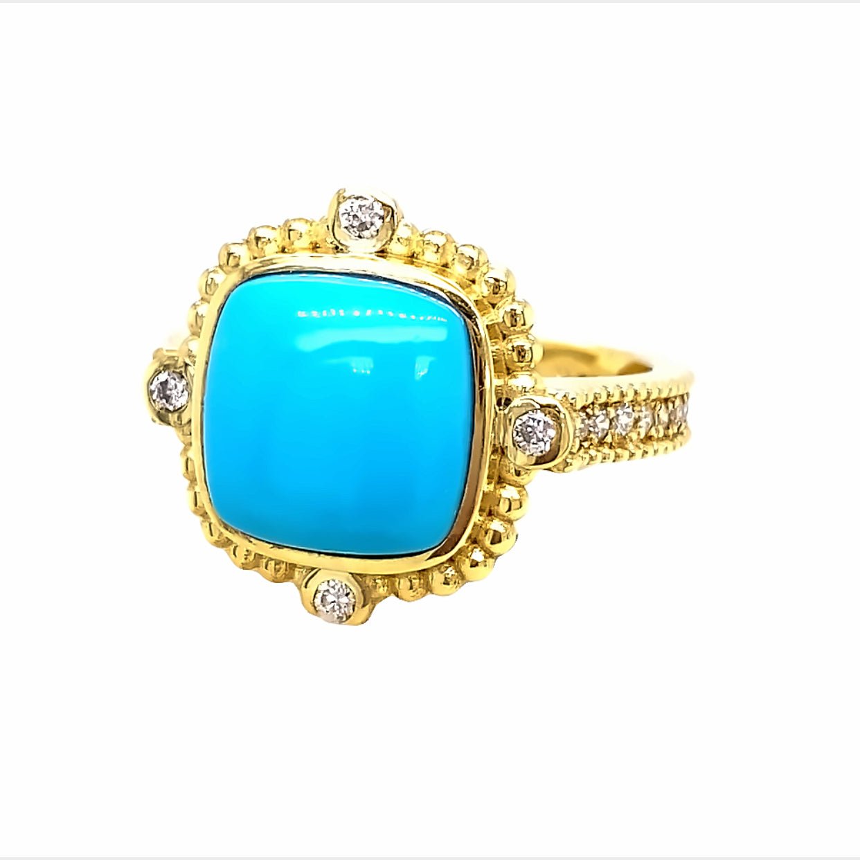 Ring- turquoise diamond shank - Gaines Jewelers