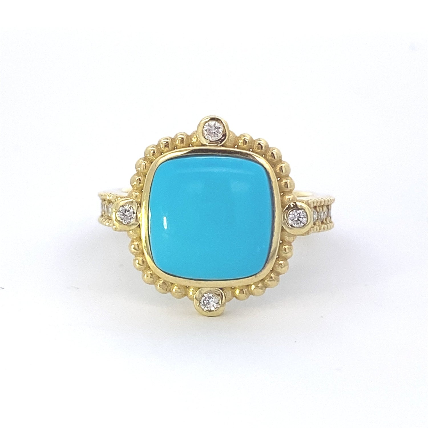 Ring- turquoise diamond shank - Gaines Jewelers