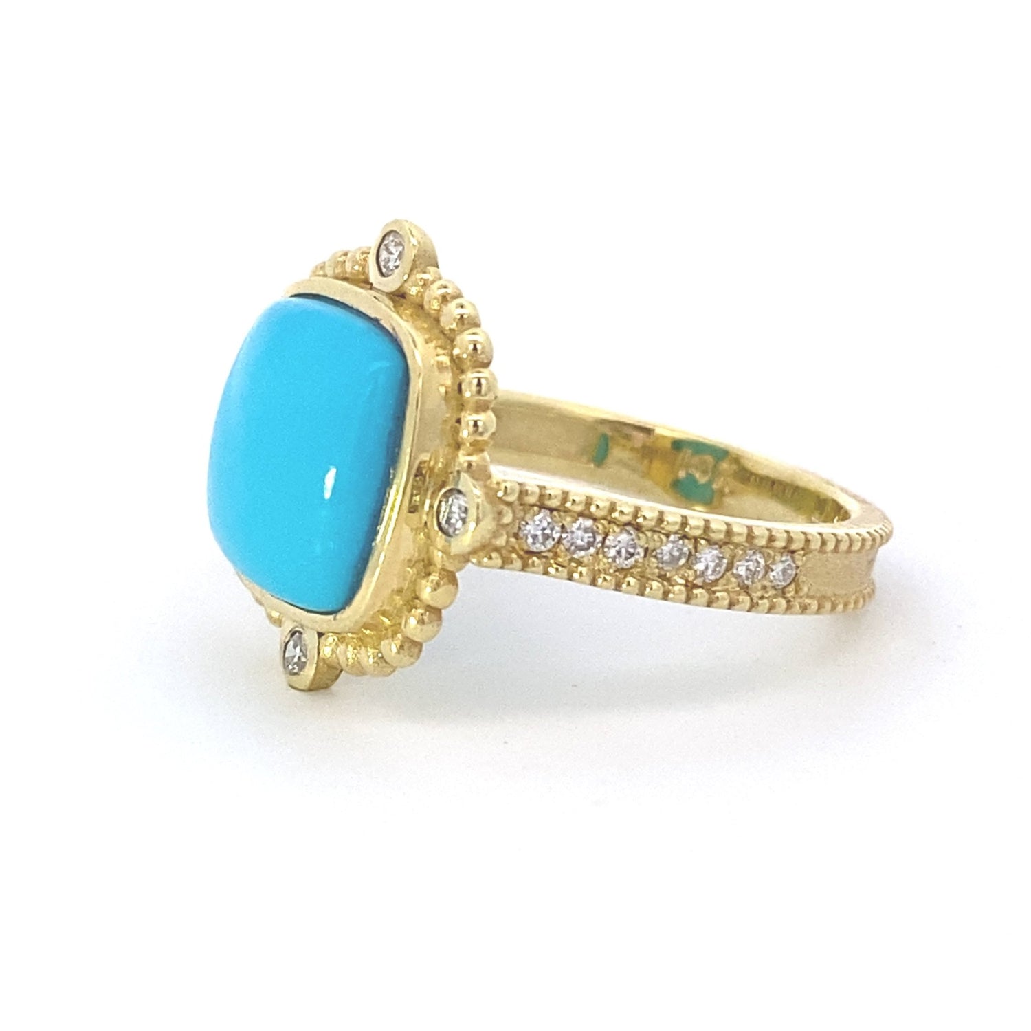 Ring- turquoise diamond shank - Gaines Jewelers